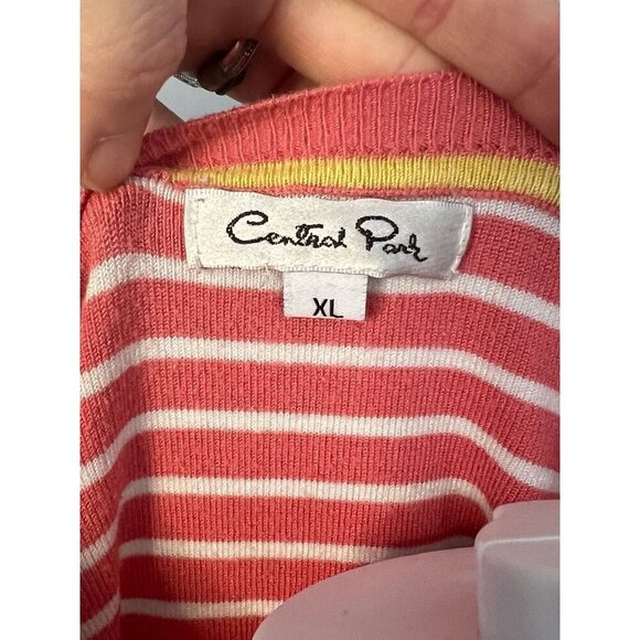 Central Park - Womens Pink Striped Sweater Sz. XL - Picture 3 of 6